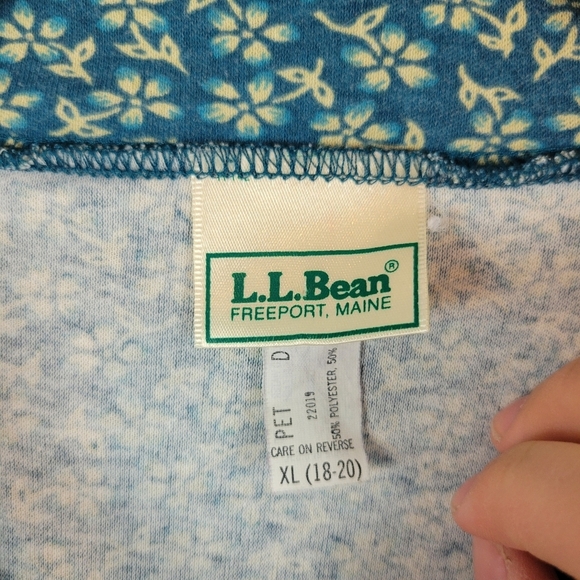 Vintage L.L. Bean Floral Midi Dress Long‎ Sleeves Blue Green Size Extra Large XL - Picture 5 of 13